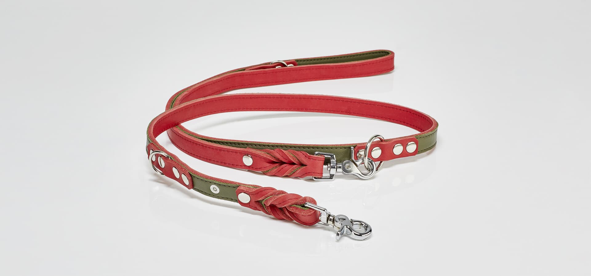 EDELWEISS - Raffinierte Hundeleine aus robustem Fettleder mit handgeflochtenen Details